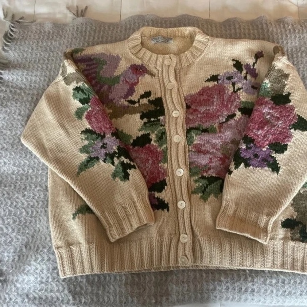 Joseph Beige Cardigan with Floral Pattern